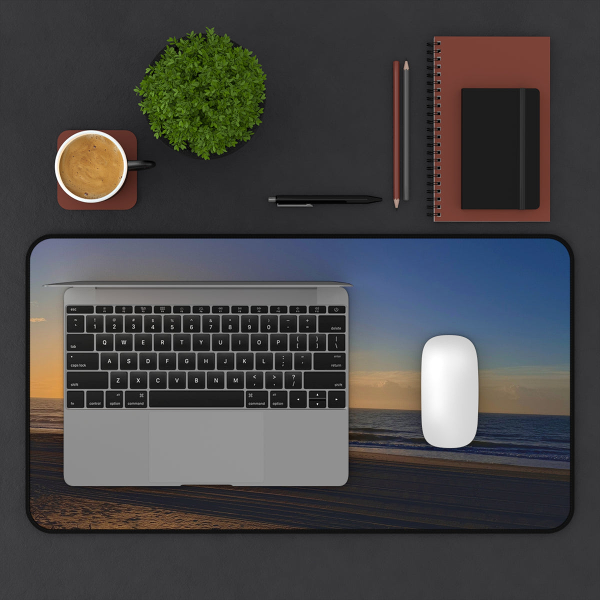 Orange Sunset Beach Desk Mat