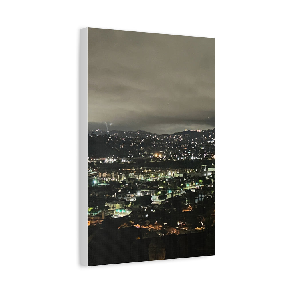 Los Angeles Night Cityscape Matte Canvas Print — Urban Lights Wall Art