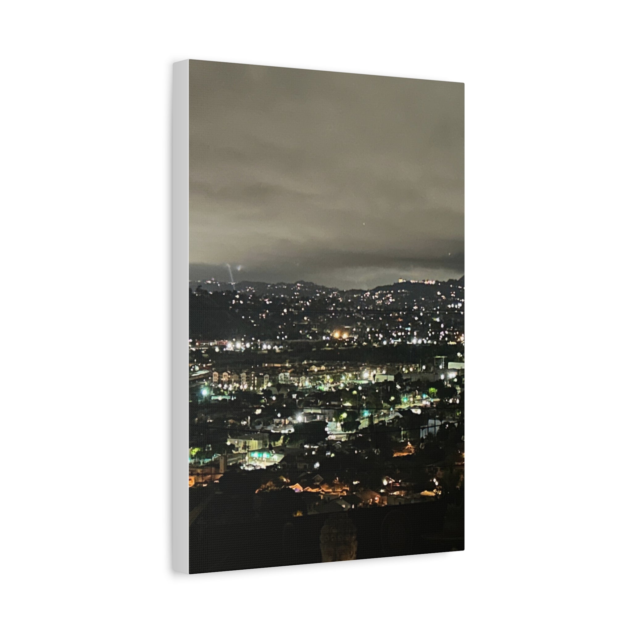 Los Angeles Night Cityscape Matte Canvas Print — Urban Lights Wall Art