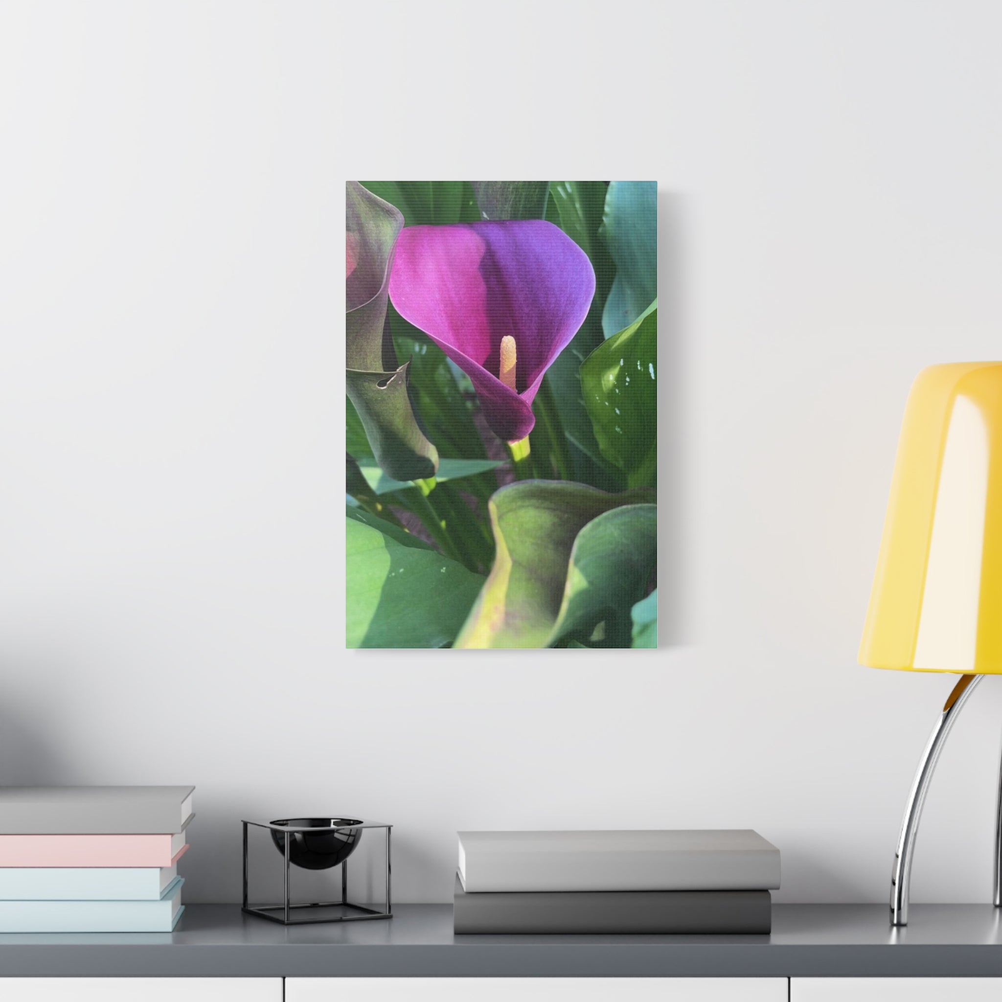 Purple Calla Lily Canvas Wall Art — Stretched Matte Floral Print