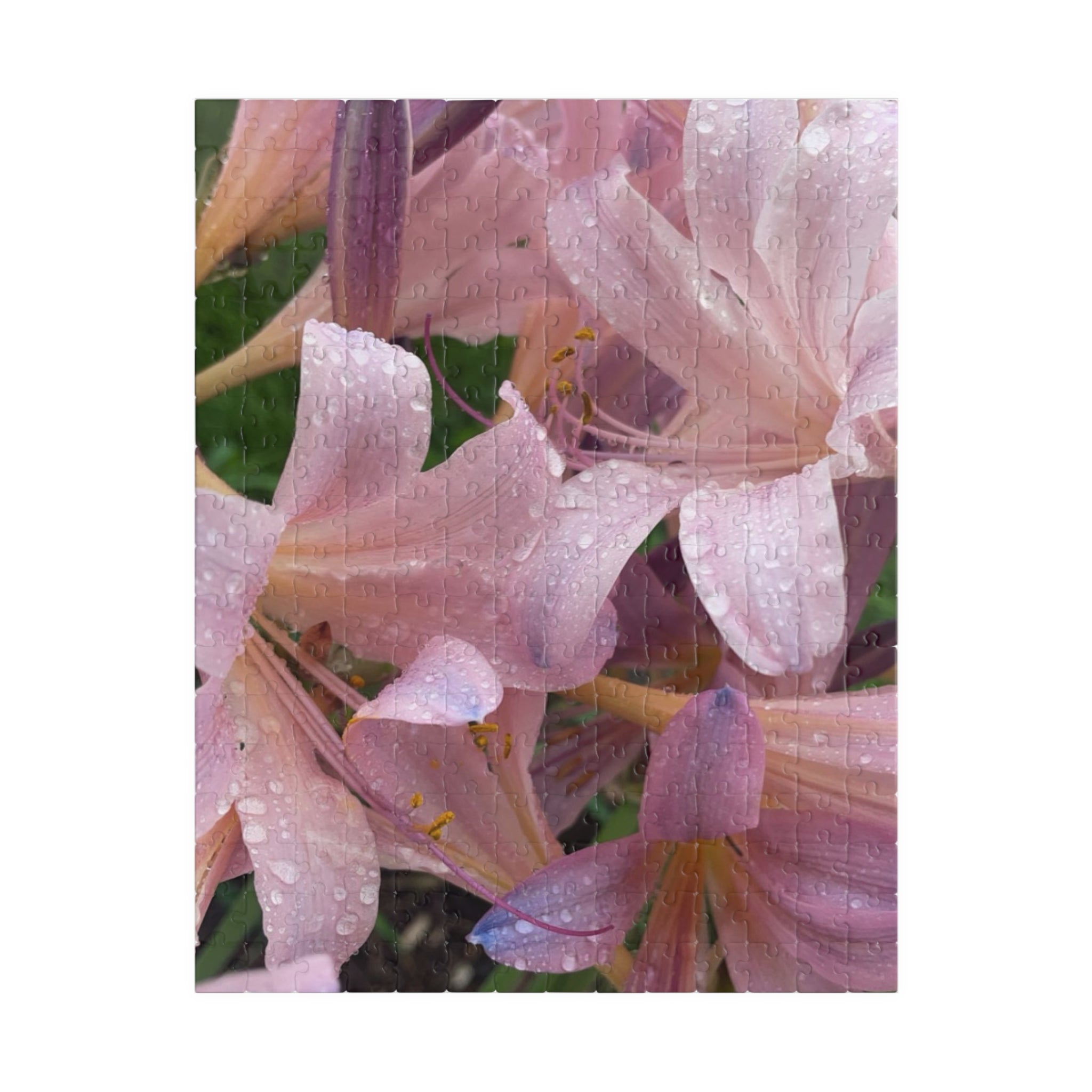 Pink Rain Lilies Jigsaw Puzzle — Floral 110/252/520/1014-Piece Puzzle for Relaxation & Gifts
