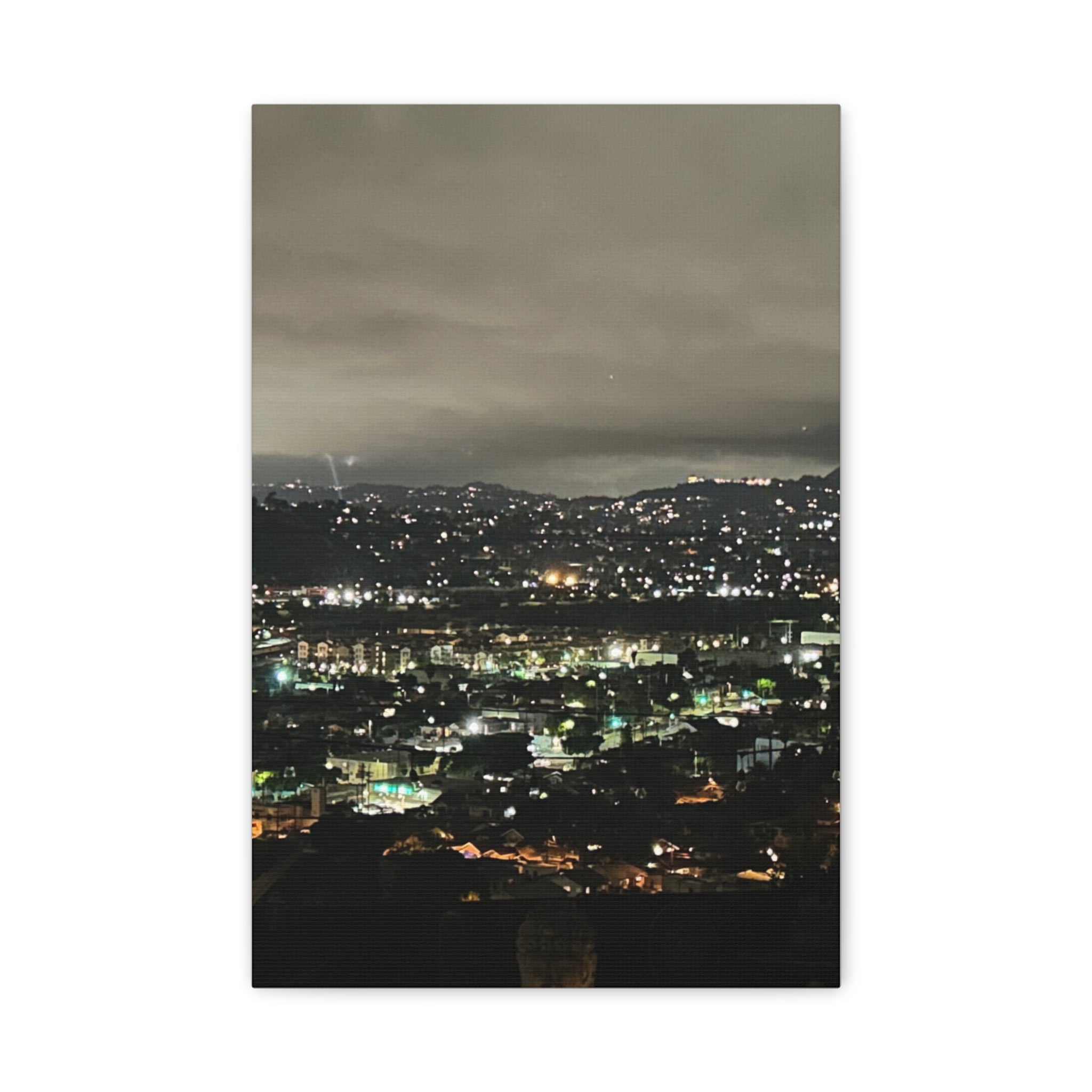 Los Angeles Night Cityscape Matte Canvas Print — Urban Lights Wall Art