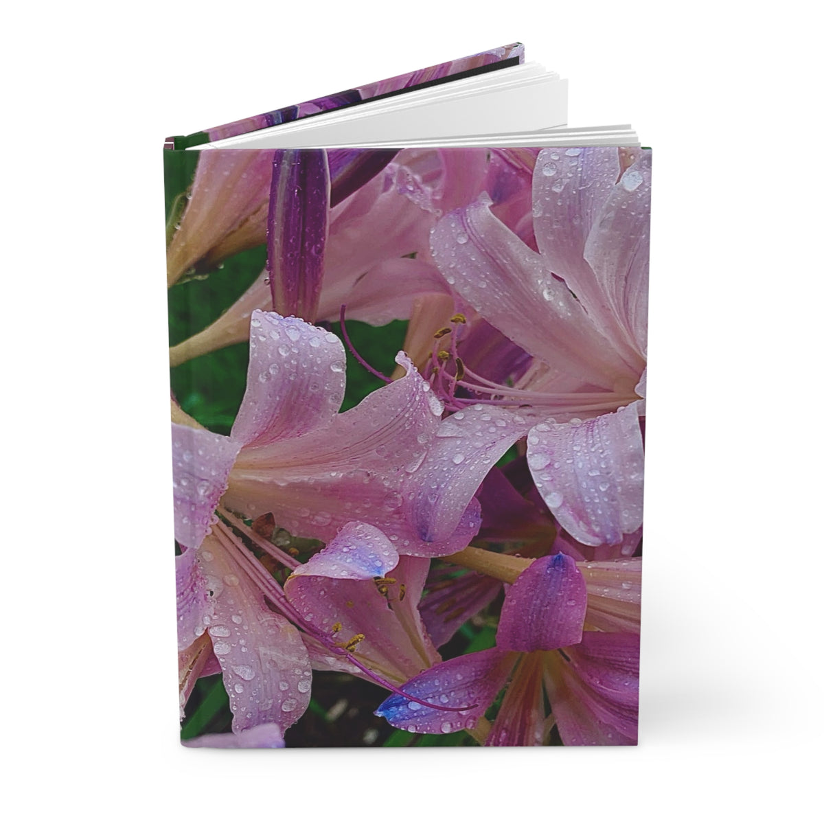 Rainy Pink Lilies Hardcover Journal