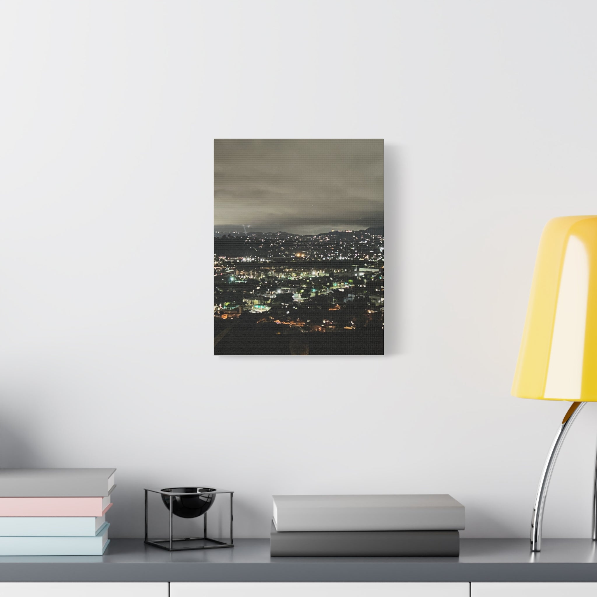 Los Angeles Night Cityscape Matte Canvas Print — Urban Lights Wall Art