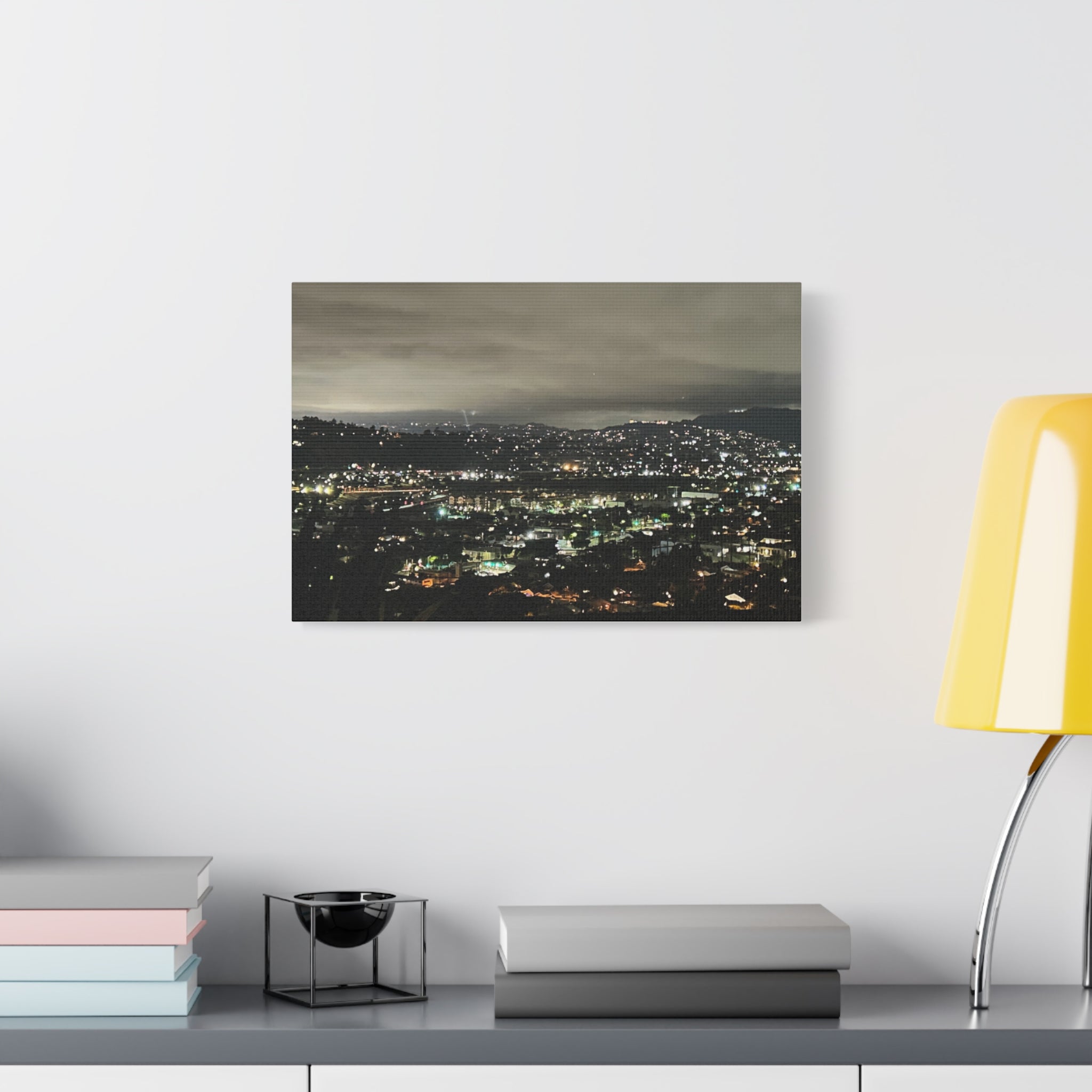 Los Angeles Night Cityscape Matte Canvas Print — Urban Lights Wall Art