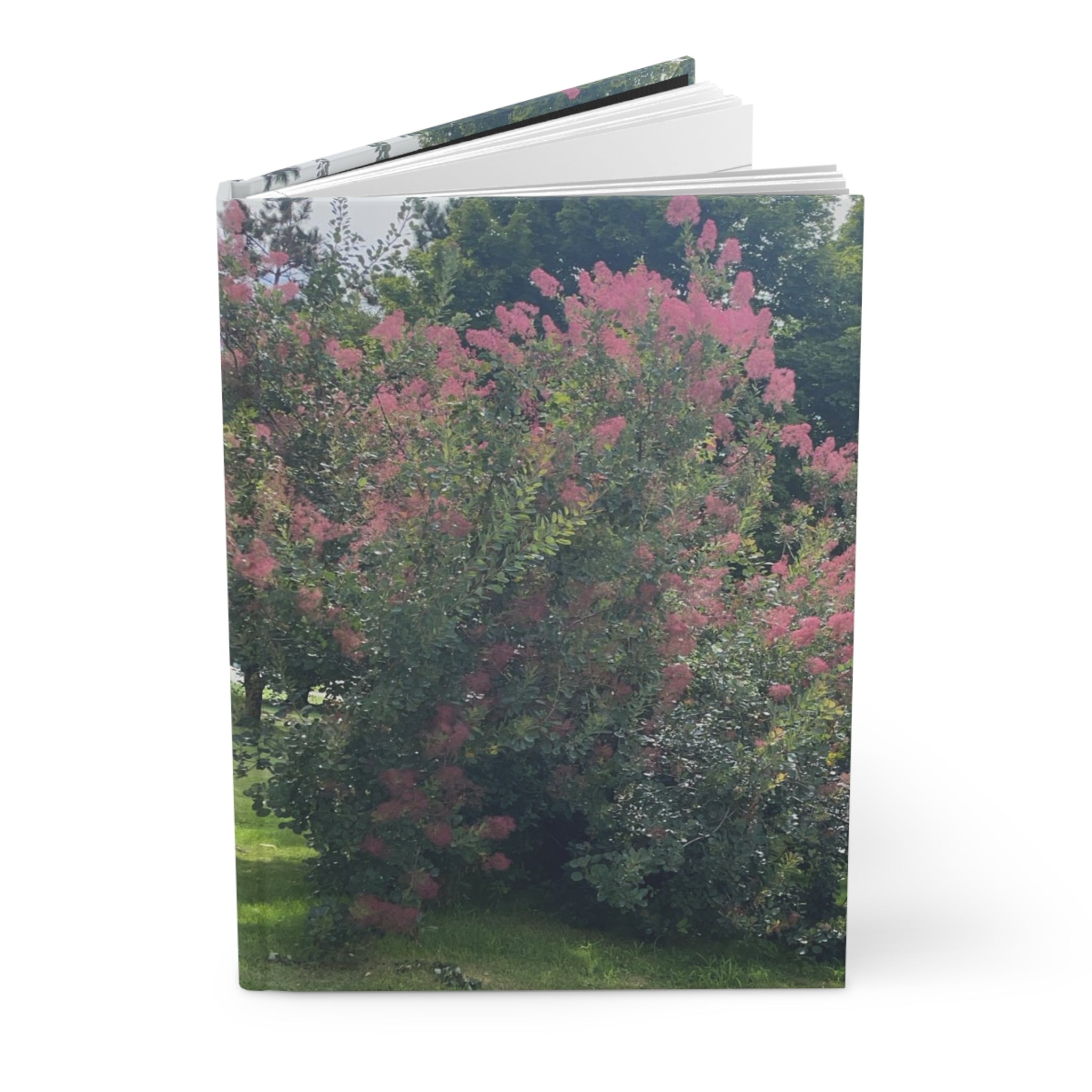 Pink Smoke Bush Hardcover Journal — Floral Nature Notebook for Gardeners & Daily Writing