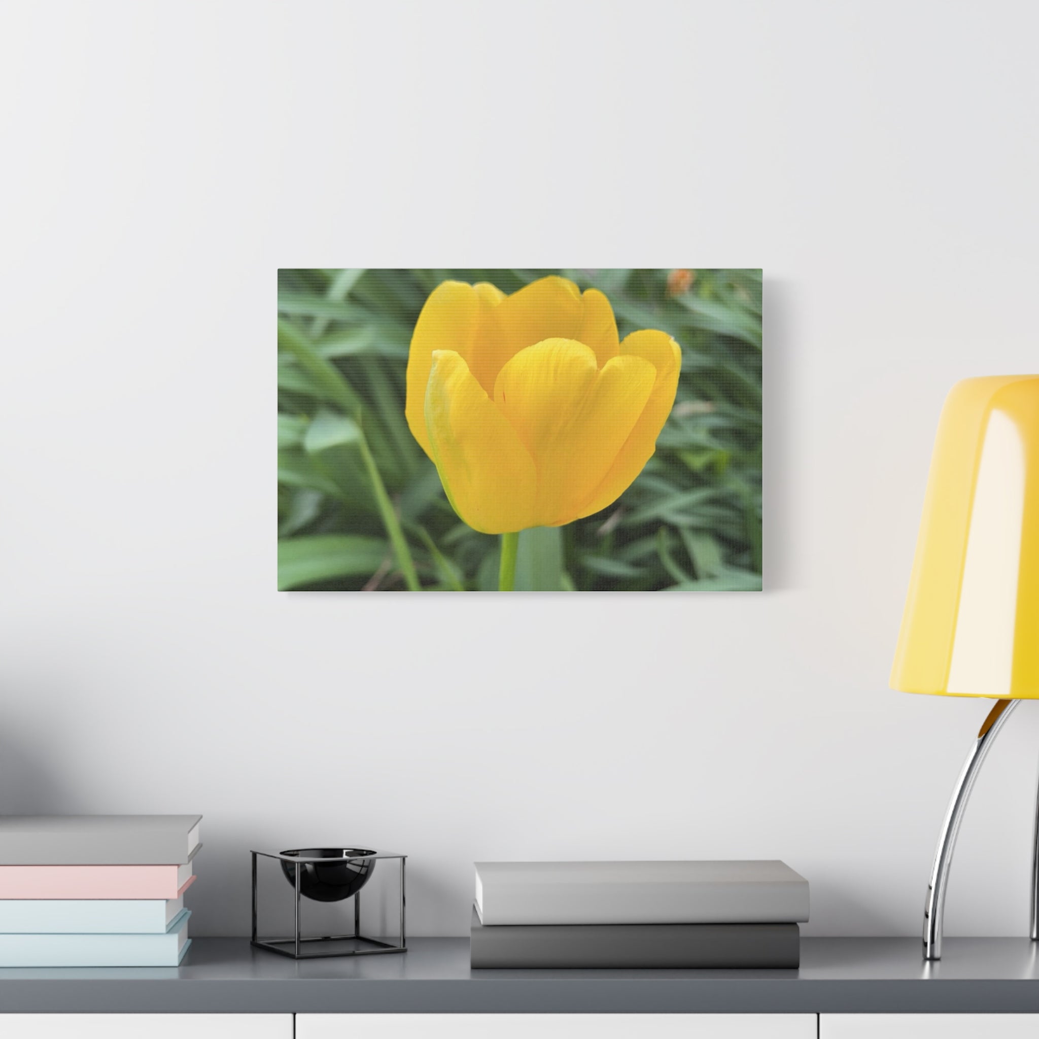 Yellow Tulip Canvas Print — Spring Floral Wall Art, Matte Stretched 1.25"