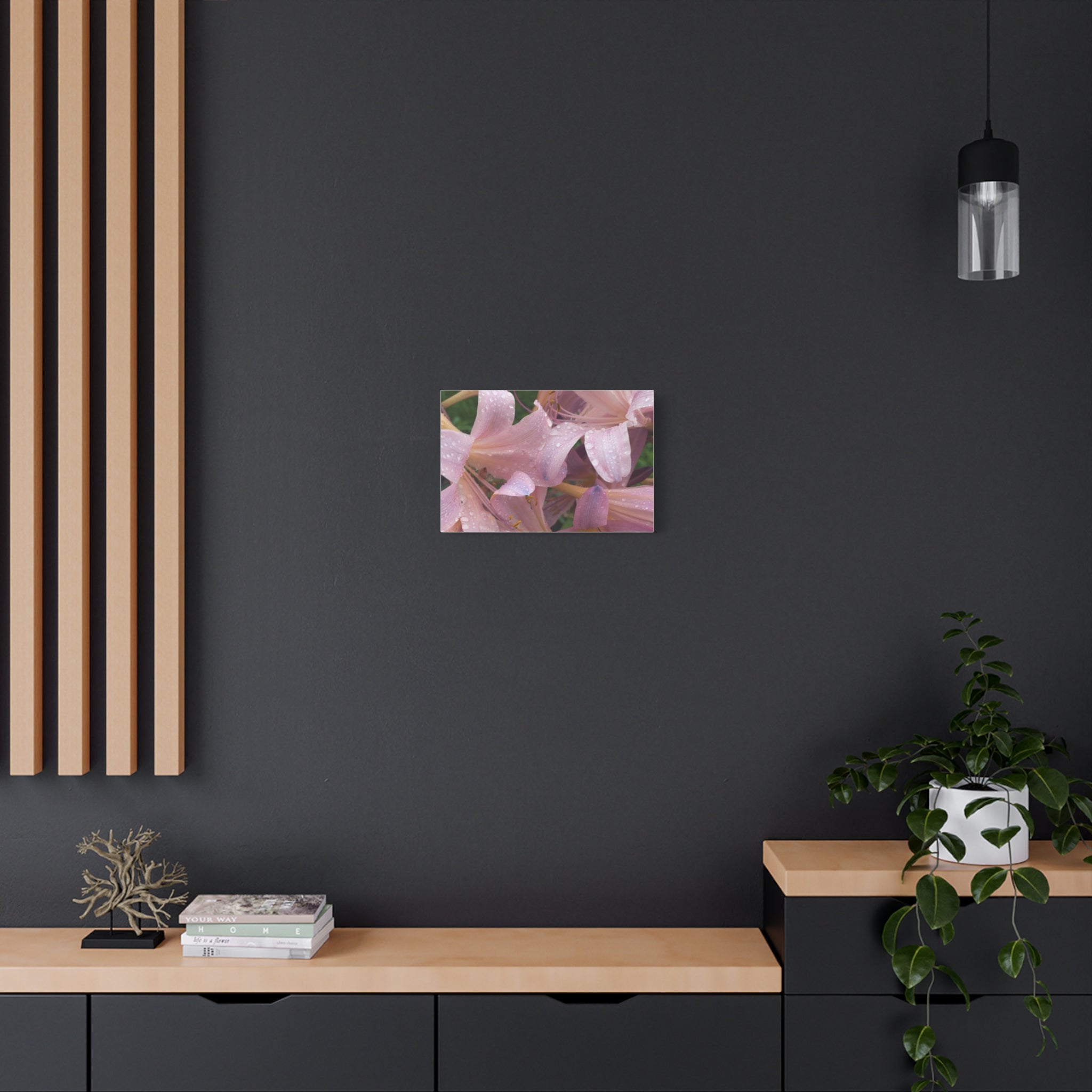 Pink Rain Lily Canvas Print — Matte Stretched Wall Art