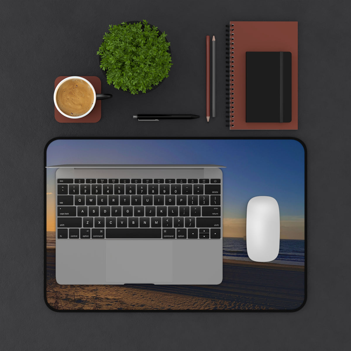 Orange Sunset Beach Desk Mat
