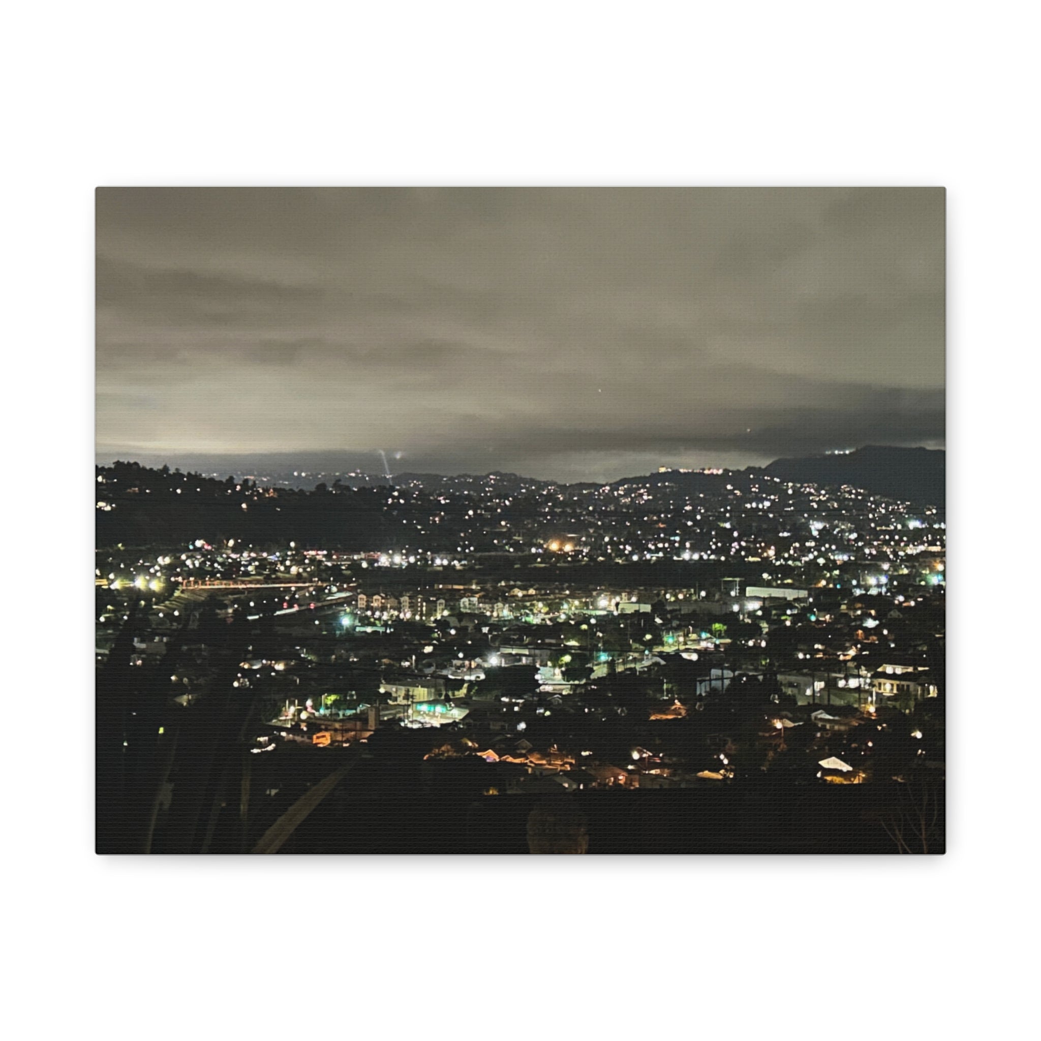 Los Angeles Night Cityscape Matte Canvas Print — Urban Lights Wall Art