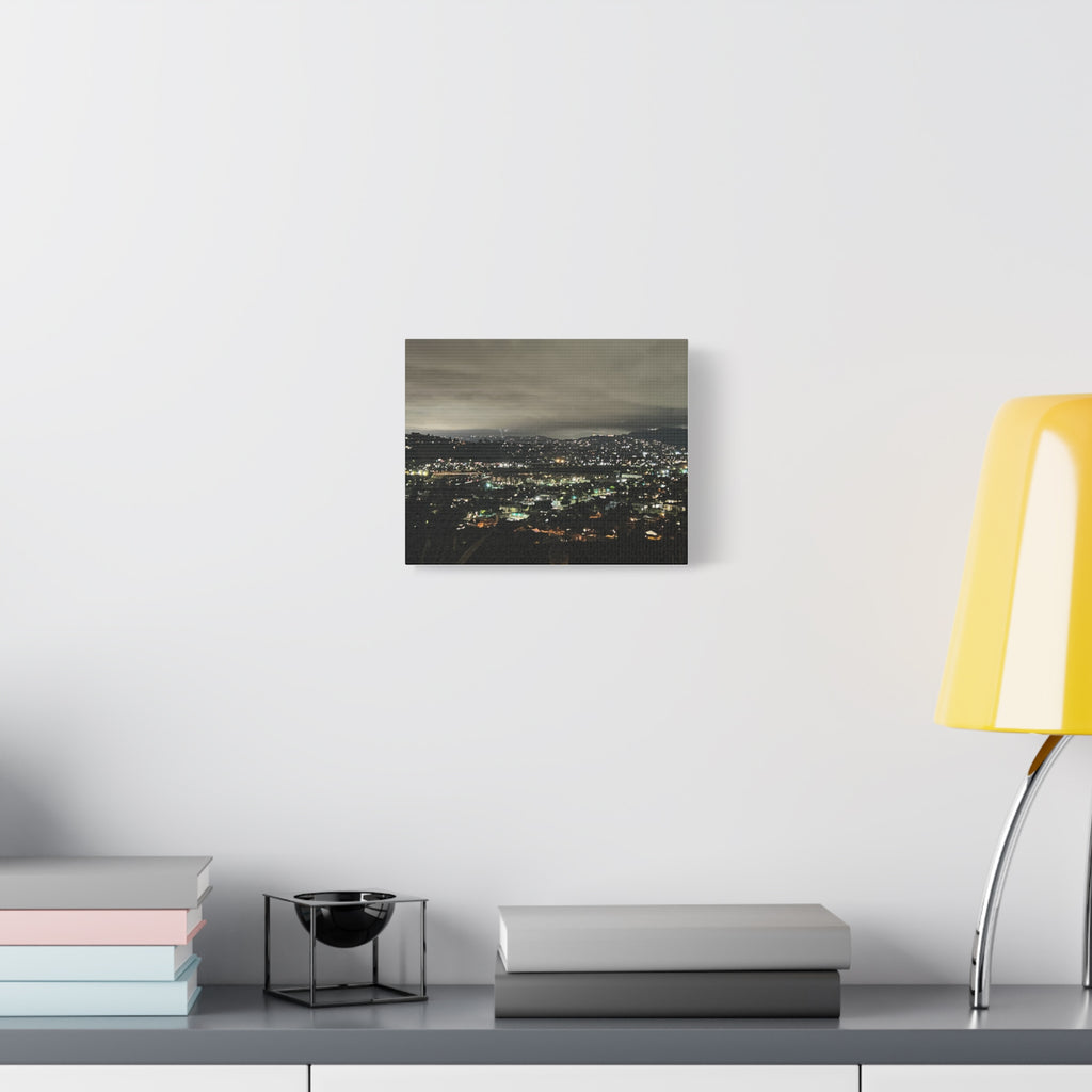 Los Angeles Night Cityscape Matte Canvas Print — Urban Lights Wall Art