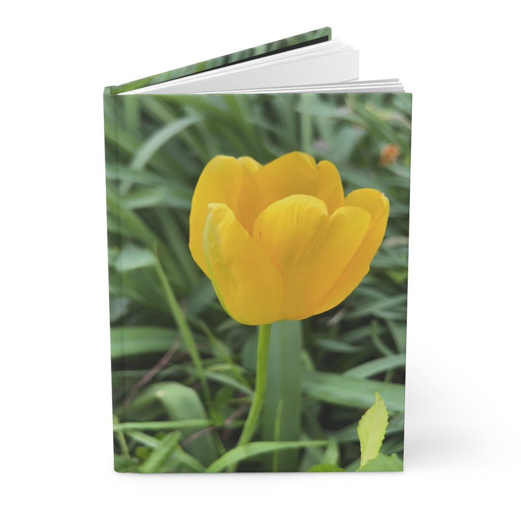 Yellow Tulip Hardcover Journal — Floral Photo Notebook for Spring, Gardening & Nature Lovers