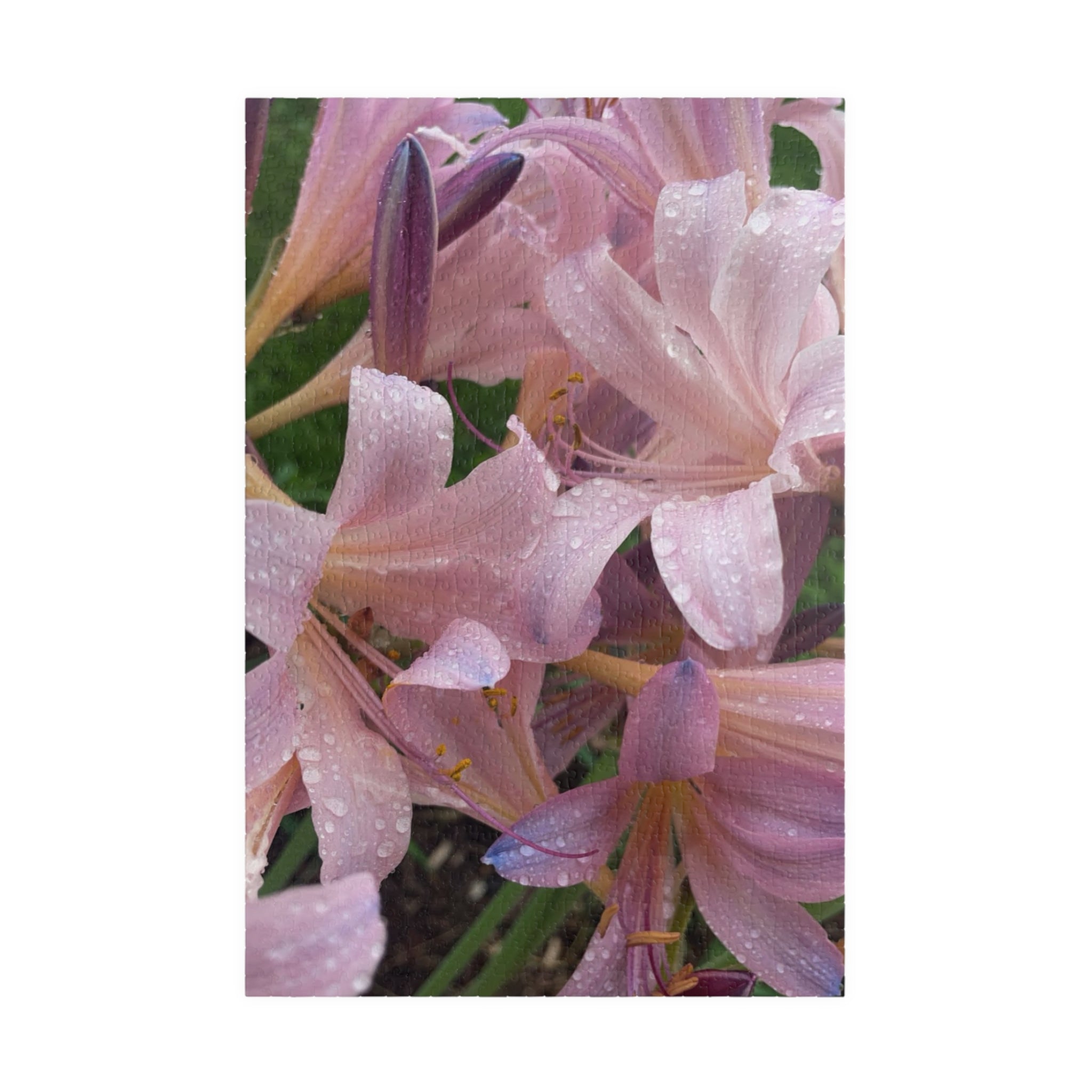 Pink Rain Lilies Jigsaw Puzzle — Floral 110/252/520/1014-Piece Puzzle for Relaxation & Gifts