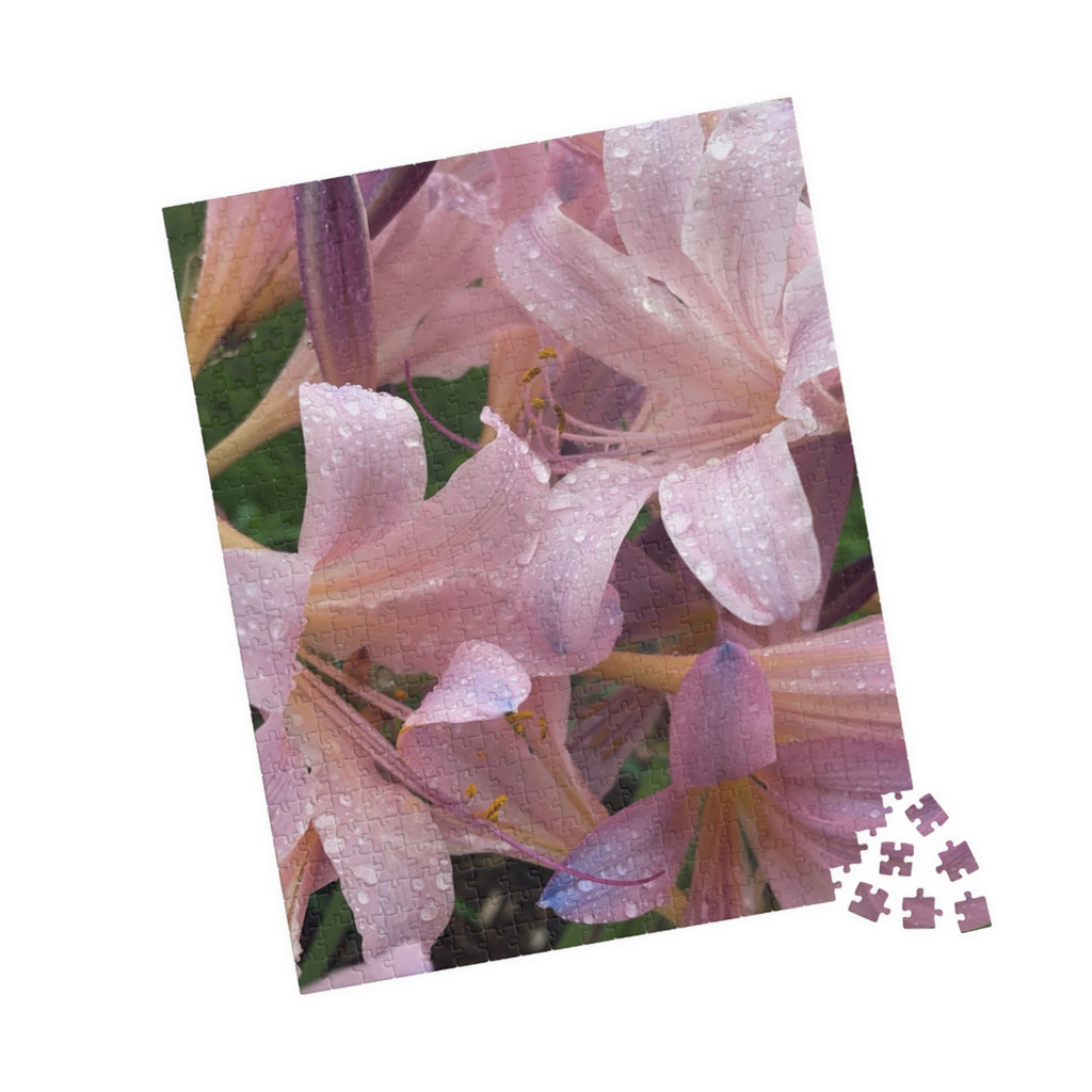 Pink Rain Lilies Jigsaw Puzzle — Floral 110/252/520/1014-Piece Puzzle for Relaxation & Gifts