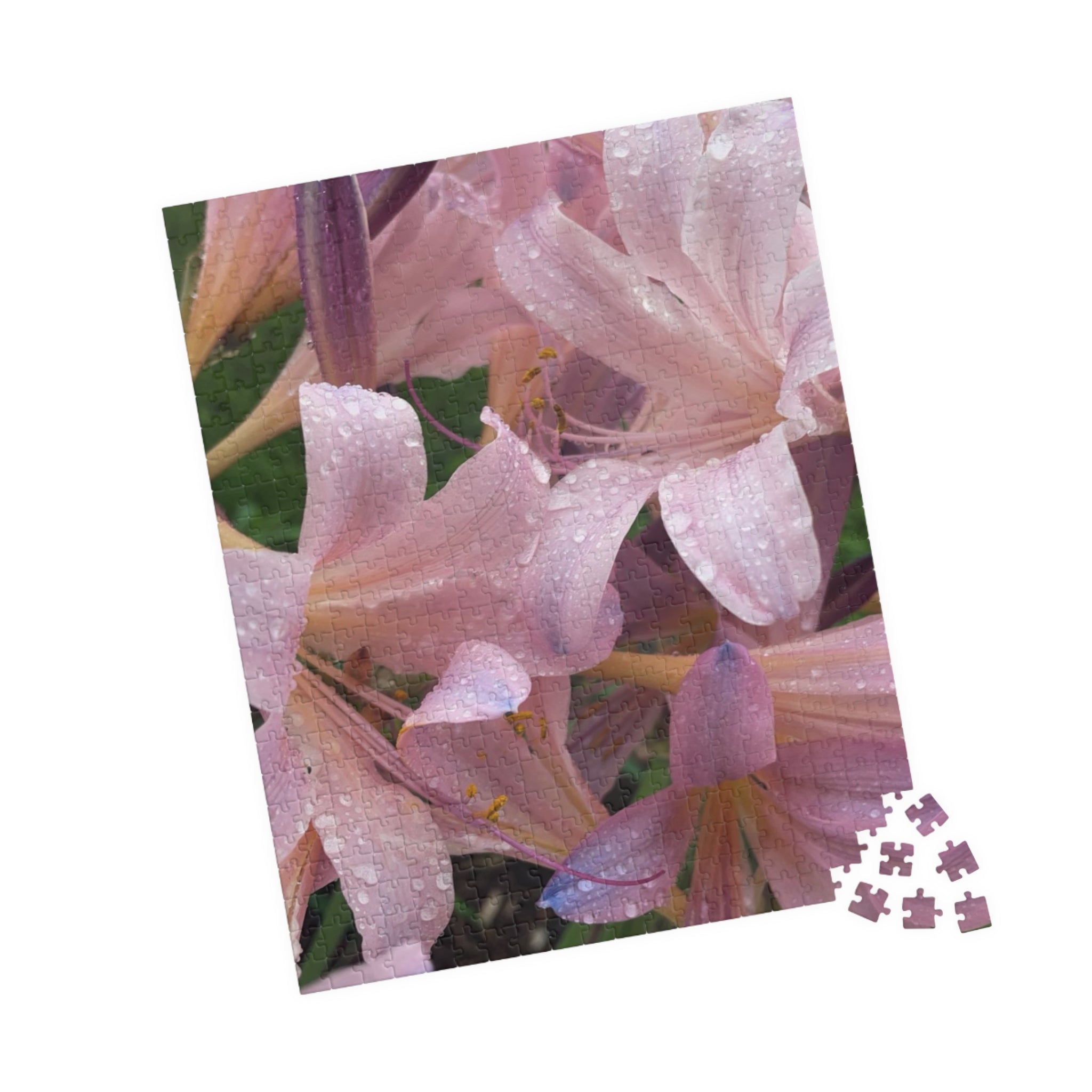 Pink Rain Lilies Jigsaw Puzzle — Floral 110/252/520/1014-Piece Puzzle for Relaxation & Gifts