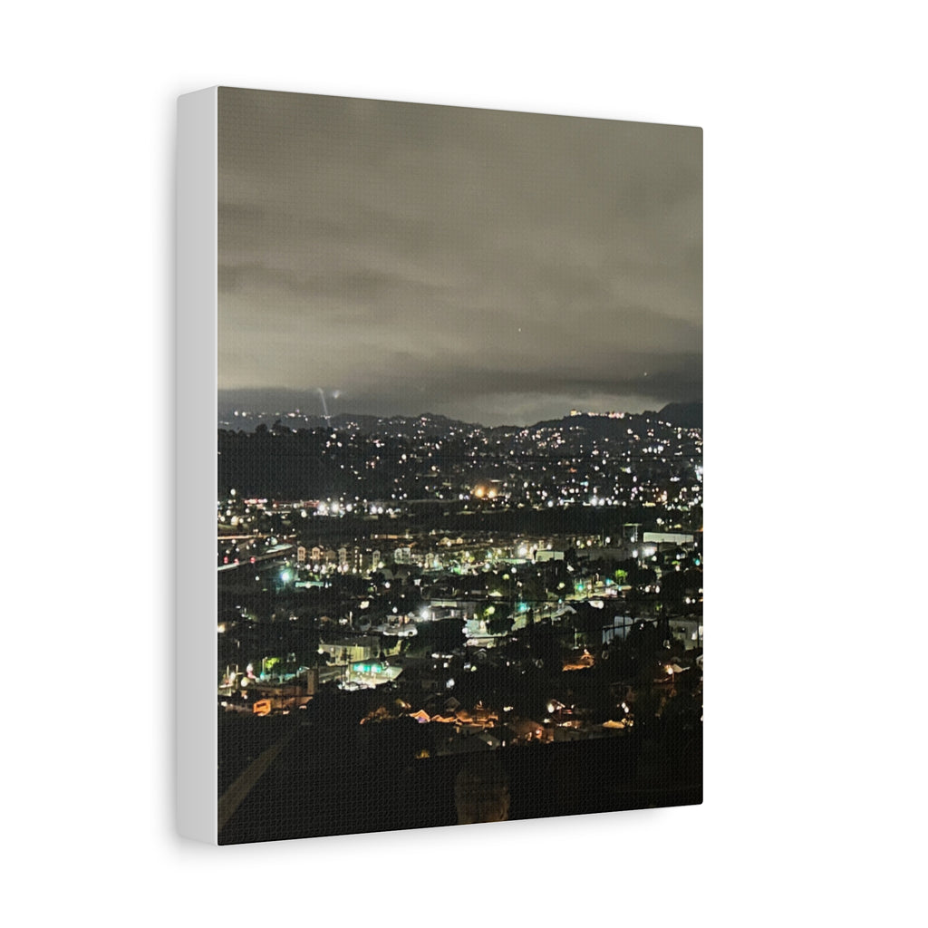 Los Angeles Night Cityscape Matte Canvas Print — Urban Lights Wall Art