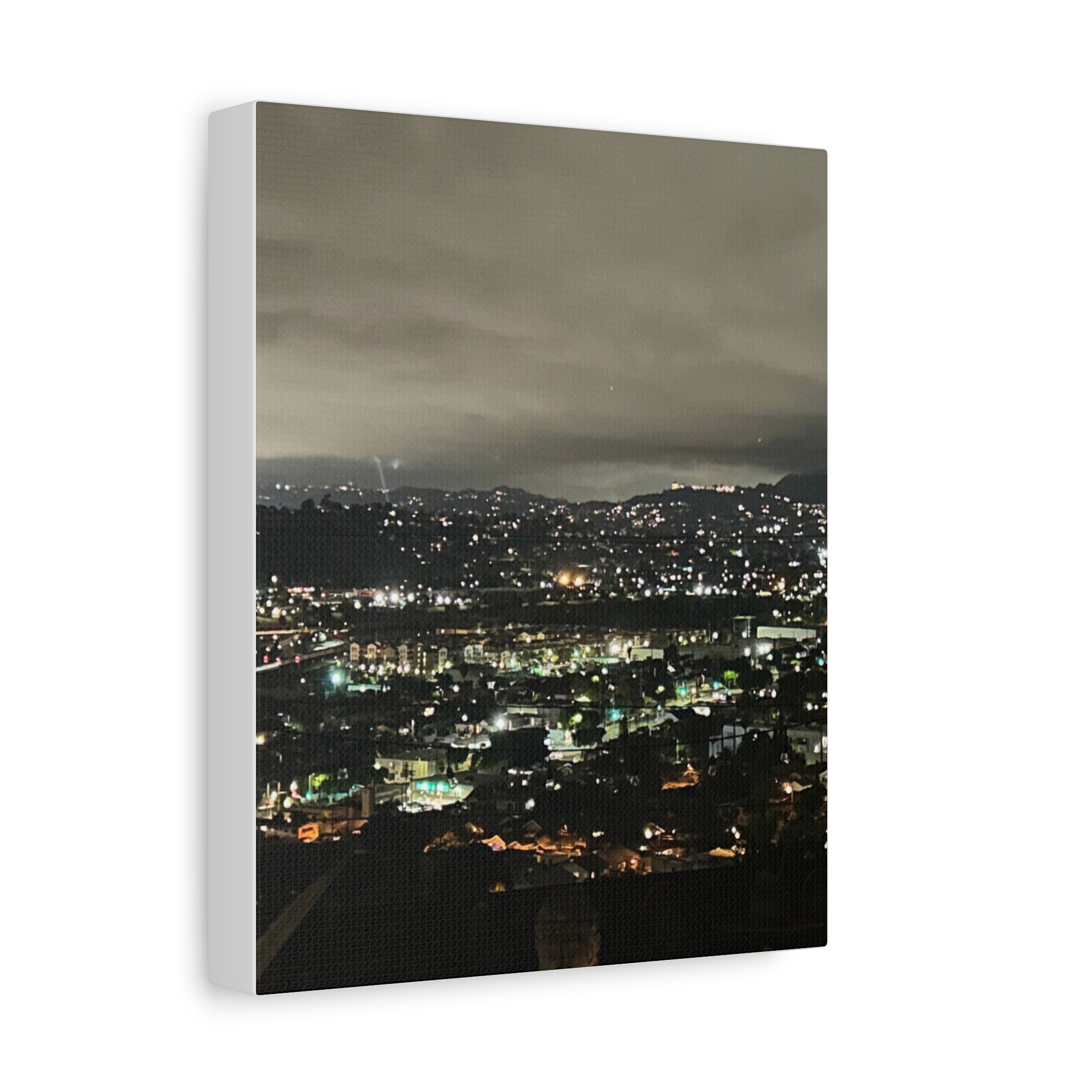 Los Angeles Night Cityscape Matte Canvas Print — Urban Lights Wall Art