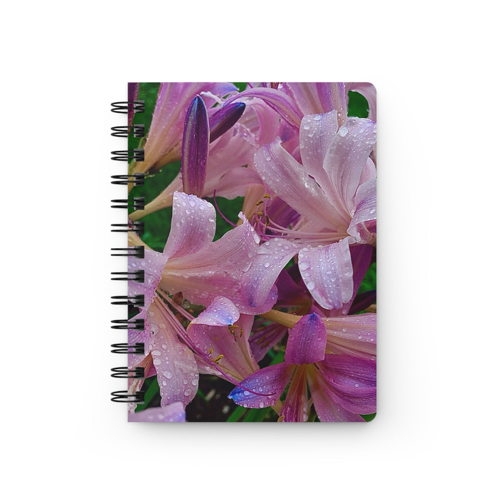 Rainy Pink Lilies Spiral Notebook